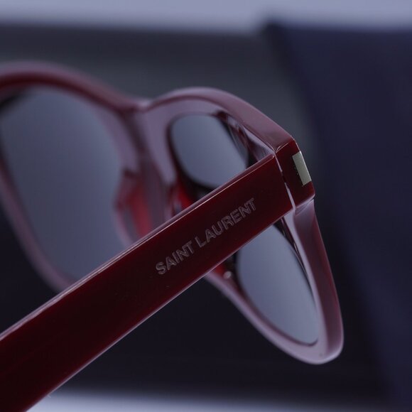 Saint Laurent SL 51 B SLIM 004 Square Sunglasses - Burgundy/Grey - Picture 4 of 8